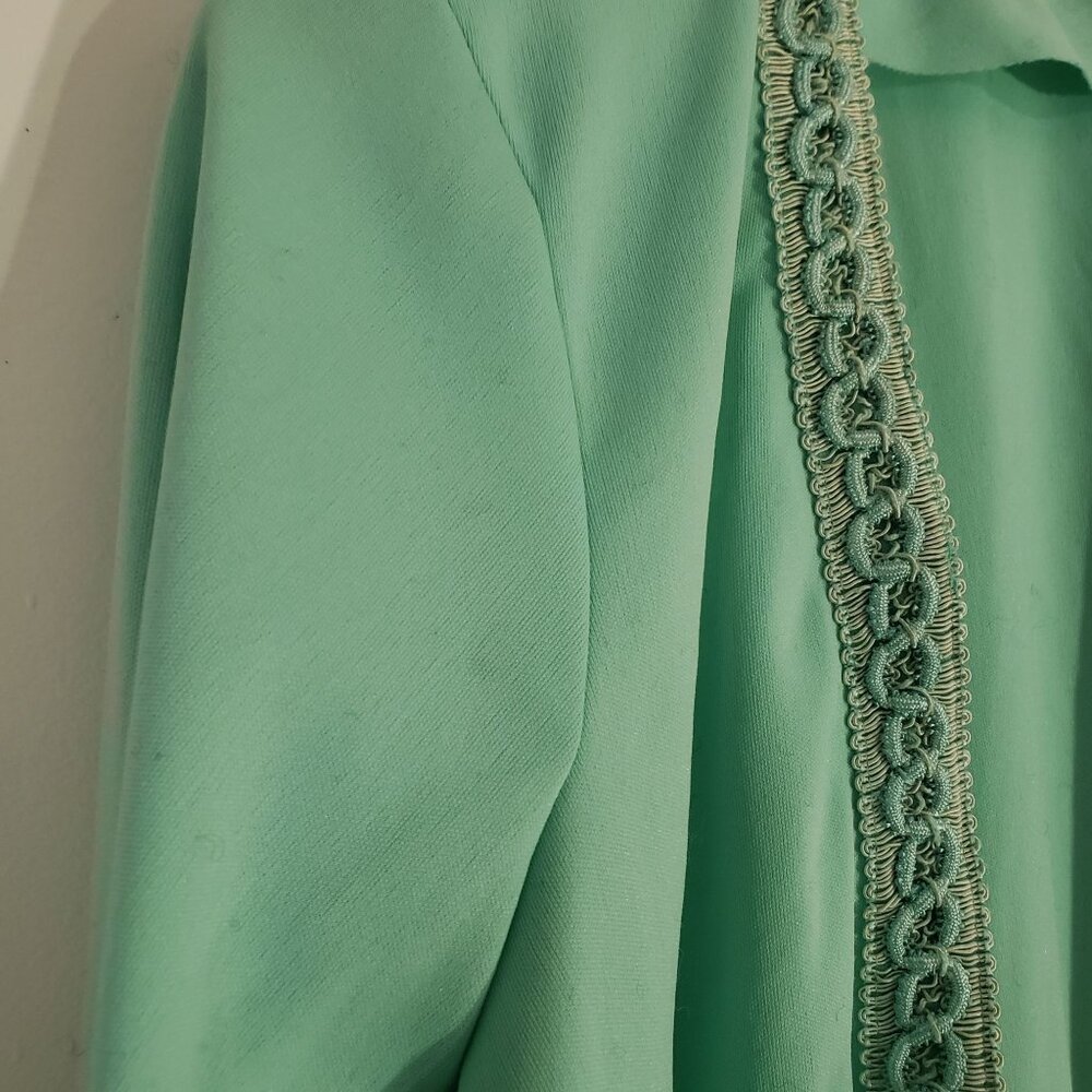 Vintage Mint Green Open Front Jacket Lightweight‎ Womens Size L Elegant Retro - Picture 2 of 5